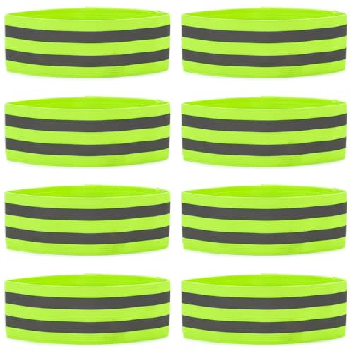 Vinuwu Lot de 8 pinces à pantalon pour vélo, 40 cm, élastiques, protection de pantalon de vélo, avec bandes réfléchissantes puissantes, bandes réfléchissantes pour cyclisme, jogging, marche, vert