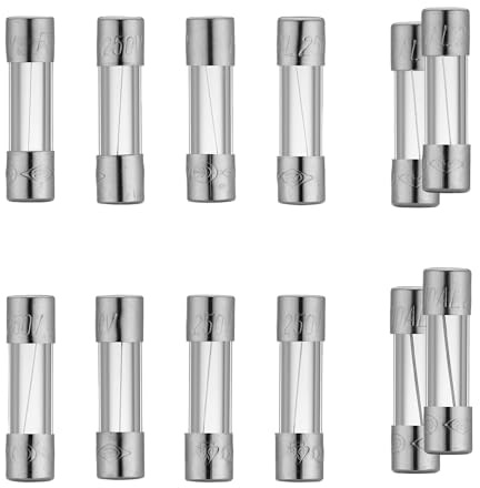 12 FUSIBLES VERRES 1X(0,5A, 1,6A, 1A, 2A, 2,5A, 3A, 4A, 6A) 2X(5A,10A)