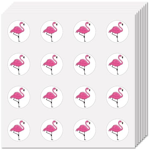 CREATCABIN 128 Stück Flamingo Aufkleber Für Scrapbooking Kleiner Aufkleber Rosa Tier Flamingo Großpackung Aufkleber Rund Selbstklebend Wasserfest Für Wasserflaschen Bastelarbeiten Laptop Gepäck 2.5cm