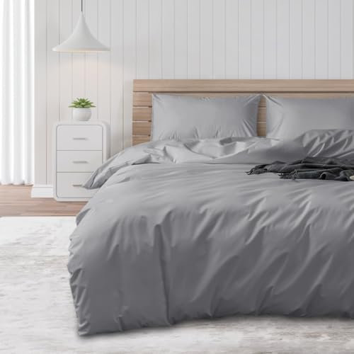 DUJUIKE Wasserdichter Bettbezug, Bettdeckenschutz, wasserdicht, Anti-Inkontinenz, geeignet für Haustiere, Katzen und Hunde, Kinder, ältere Menschen, Doppelreißverschluss (Grau, Queen (200 * 200 cm))