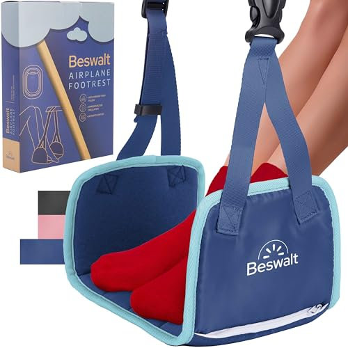 Beswalt Hamac portable pour voyage en avion avec mousse à mémoire de forme et panneau dur pour éviter les pieds ou les jambes – Essentiels de voyage en avion pour se détendre les pieds en vol à