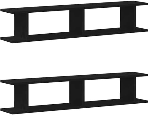 vidaXL Wandregale 2Stk. Schwarz Eichen-Optik 105x18x20cm Holzwerkstoff, Schweberegal, schwebendes Regal, Hängeregal, Wandboard, Regal, Regalbrett