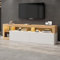 KAZZIO TV-Schrank für Fernseher bis 80 Zoll, offener Stauraum mit LED-Kontrollleuchte, geeignet für Schlaf- und Wohnzimmerschrank, originaler Holzrahmen, weiße Schranktür