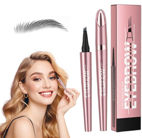 2025 Neu Magischer Augenbrauenstift, Magischer Augenbrauenstift, 3D Augenbrauenstifte Wasserfest,mit 4 Spitzen, für Natürlich Aussehende,Definierte Augenbrauen(Grau)