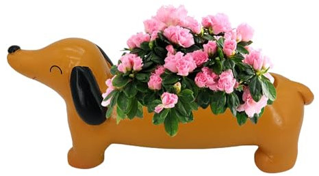 Stibtmr 21x10x6cm Hunde Blumentopf Dackel Hund Pflanztopf Dackel Übertopf Pflanzgefäß Für Hunde Harz Cartoon Tier Blumen Pflanztöpfe Für Zuhause Outdoor Dekoration