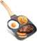 Poêle à Pancakes à 3 Cavités - Poêle à Pancakes Induction, Revêtement antiadhésif minéral, Aluminium, pour Induction et Gaz, pour Œufs, Pancakes, Omelettes, Steaks, Bacon et Saucisses
