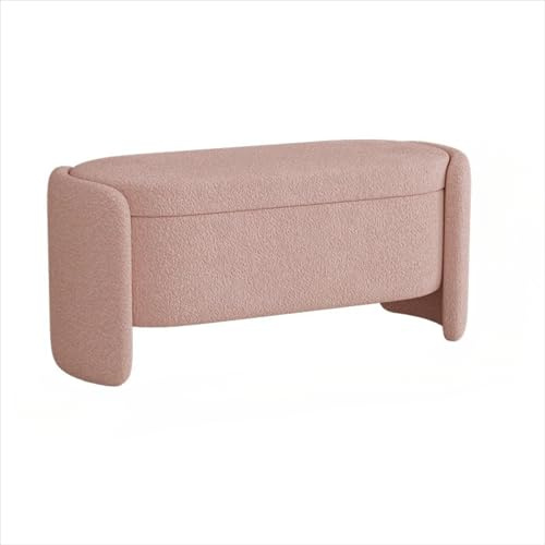 A1VETY Gepolsterter Hocker mit Stauraum, Kunstfell, Fensterbank, Eckbank für Schlafzimmer, Wohnzimmer (Rosa, 100 cm)