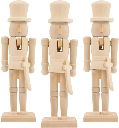 TOYZFRIENDY Nussknacker Holz Unbemalt 18cm 3 Stück Nussknacker Figur aus Holz zum Selbstgestalten Weihnachts Dekofigur zum Bemalen Weihnachtsfigur Adventsfigur