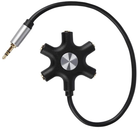 Répartiteur Audio 5 Casques 3,5 mm, Splitter Audio Jack 3,5mm mâle vers Femelle Casque stéréo aux répartiteur câble Compatible avec Tablette PC Laptop Smartphone Xbox la Salle de Classe Mixage Audio