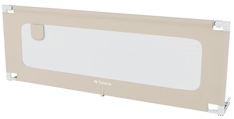 TULANO Cover 40, Bettgitter Kinderbett, Sicherheitsgitter Absenkfunktion - 18-Fach höhenverstellbar - Bettschutzgitter 200 cm - Rausfallschutz für Standardbetten - Für Matratzen 10–28 cm - Beige