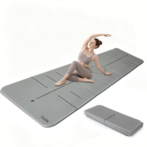 FunLife XXL Yogamatte 190 × 66 cm – 10 mm faltbare Fitnessmatte, Stone Grey