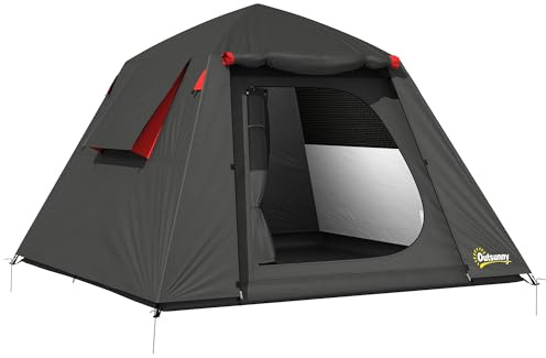 Outsunny Campingzelt 2 Personen 3000mm Wasserdicht & Winddicht Kuppelzelt mit 2 Türen 2 Netzfenstern 2 Seitenfenster Tragetasche Haken, Camping Zelt für Camping Trekking Reise