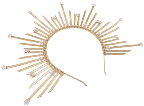 Goldener Sonnenstrahlen Haarreif für Halloween Feier, Gothic | Kunststoff und Metall, 1 Stück Sunburst Headband, für Verkleidung, Maskenpartys, Fotostyling und Damen