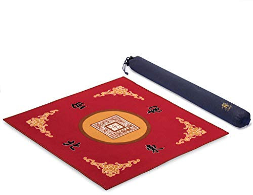 Yellow Mountain Imports Tapis de Table pour Mahjong, Poker, Jeux de Cartes, Jeux de Plateaux, Jeux de Tuiles et Dominos - Rouge, 80 Centimètres