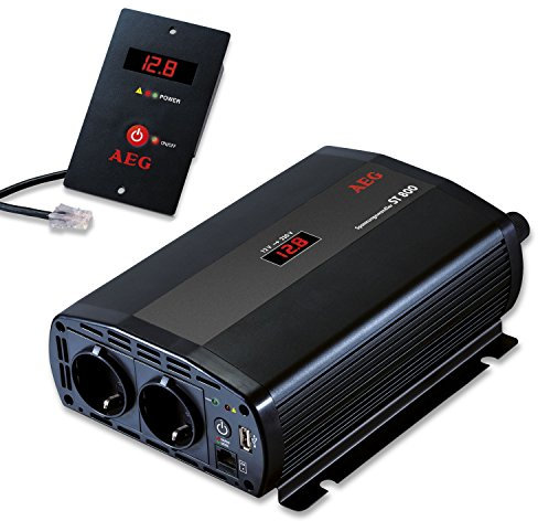 AEG 97116 Trasformatore di tensione ST 800 Watt, 12 Volt a 230 Volt, con display LCD, presa USB, telecomando e indicatore batteria