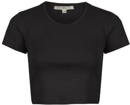 T-shirt élastique court 3/4 à manches courtes pour le sport, la salle de sport, le yoga Coton Spandex,Noir,S/M