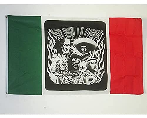 AZ FLAG Bandiera Messico Que Viva LA Causa 150x90cm - Bandiera Messicana 90 x 150 cm