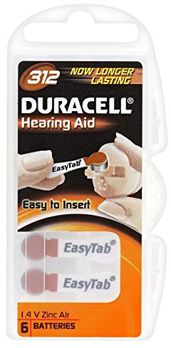 Duracell Zinco-Aria Cellule uditive, 312/A312/PR41, 1.4 V – 6 Pezzi
