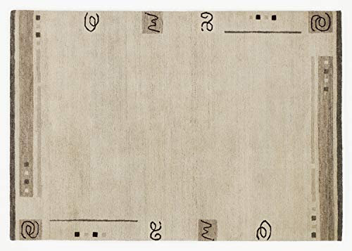 Mein Teppichmarkt Teppichträume werden wahr! Rio Decor handgeknüpfter echter original Nepal Wollteppich Naturfaser Hochflor,Langflor, in Hellbeige Braun Dunkelbraun Größe: 70x140 cm Diele, Esszi