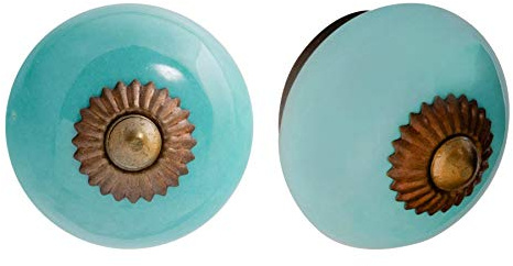Nicola Spring Ceramic Cupboard Drawer Handle Knobs - Turquoise - Pack of 24