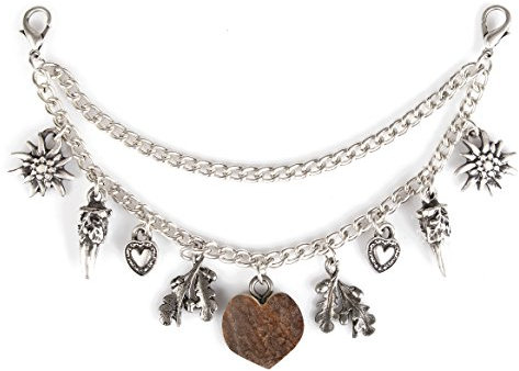 Tini - Shirts Dirndl Schmuck Damen Trachtenschmuck : Charivari Trachten Accessoire - Herz Edelweiss Eichel Farbe: silber