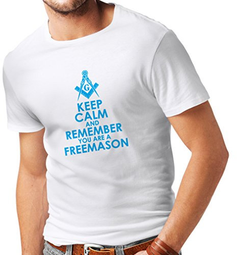 Männer T-Shirt Denken Sie daran, dass Sie ein Freimaurer sind - Masonic Winkel und Zirkel (XXX-Large Weiß Blau)