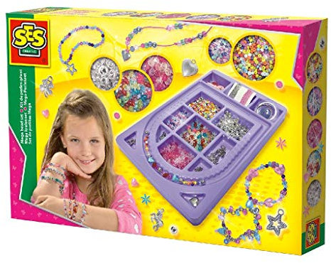 SES Creative 14659 Mega-Perlenset Schmuck Bastelset DIY Armbänder selber machen Komplettset für Kinder