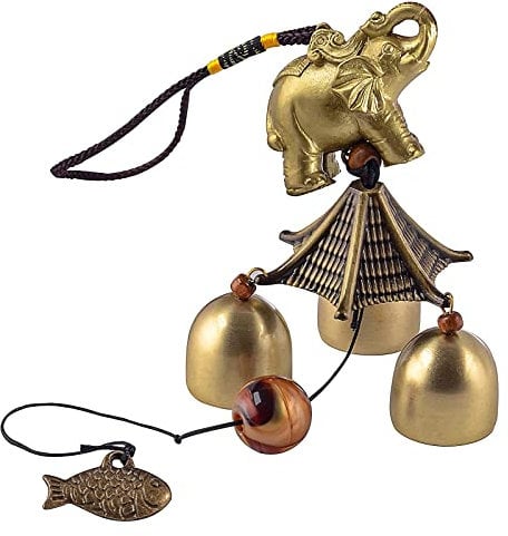 DWE Windspiel-Glocke, chinesisches Elefantenfisch, Metallglocke, Feng Shui-Glöckchen, zum Aufhängen