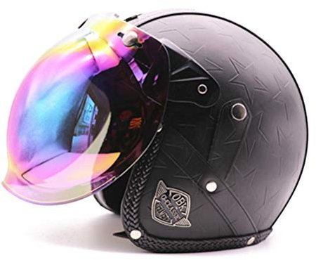 Motorradhelm Jethelm Vintage Harley Jethelm Multicolor Bubble Shield