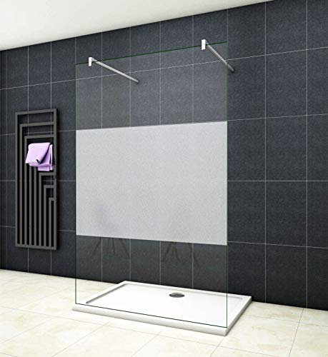 Aica Sanitär 87.7cm Freistehende Duschwand Duschtrennwand 8mm Sicherheitsglas 200cm Höhe Walk in Dusche
