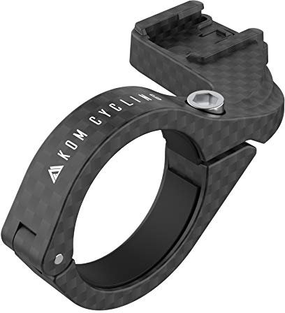 KOM Cycling CatEye Fahrradhalterung, Lenker, Schwarz, Carbon, 19 Gramm, Wasserfest, Drehbar, für Cateye-Computer