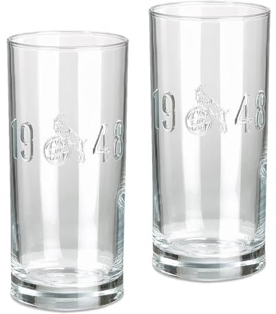 1. FC Köln Trinkglas - Relief - 2er-Set Wasserglas Glas Longdrinkglas - Plus Lesezeichen I Love Köln