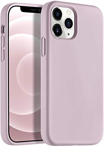 Upeak Silicone Case Compatible with iPhone 12 and iPhone 12 Pro, 6.1 Inches Flexible Phone Cover Case with Three Layer Structure Protection, Lavender