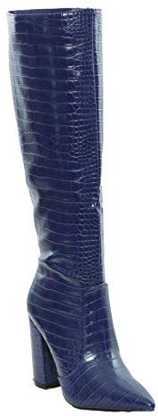 Toocool - Stivali Donna Scarpe a Punta Coccodrillo Ginocchio Tacchi Alti X8062 [37,Blu]