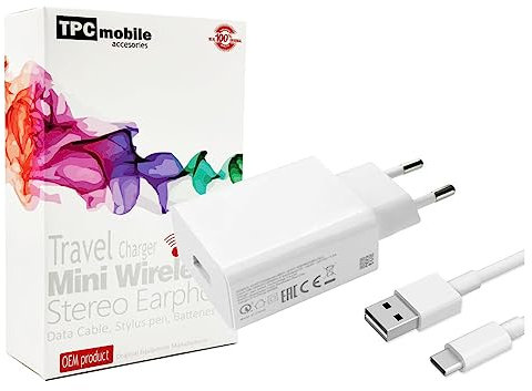 Caricatore di rete 22,5 W ricarica rapida 4.0 + cavo USB-C, per Xiaomi Redmi 9, 9T, Note 8, 8T, Note 9, 9S, 9T, Mi 9 Lite, Poco M3