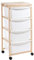 Carrello Multiuso in Legno di Faggio, 4 Cassetti Estraibili, Cassettiera Salva Spazio, 36x34xh82