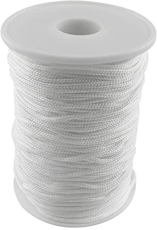 AXLIZER 1 x 2 mm geflochtene Rolloschnur weiß Zugschnur Seil Jalousien Hebeseil Geflochtene Lift Schatten Schnur für Aluminium Jalousien Schatten und DIY Handwerk Projekte.