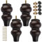 TCHOSUZ 6 inch / 15cm Wooden Furniture Legs, Pack of 4 Classic Walnut Solid Wood Turned DIY Replacement Bun Feet with M8 Hanger Bolts & T-Nuts for Sofa Couch Cabinet Ottoman Bed Riser