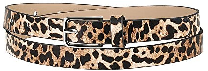 Allegra K Damen Einzelne Dornschließe Niedlich Tierdruck Dünner Kunstleder Taillengürtel Leopard Muster Fit waist 77-94cm/30-37