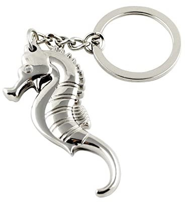 ARFUKA Silver 3D Seahorse Pendant Bottle Opener Keychain for Men and Women