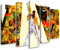 Feeby 5-teilig Vlies Leinwandbild 200x100 cm Freddie Mercury Porträt Abstrakt Wanddeko Design Kunstdruck Zimmerdeko Bilderwand Queen Popkultur Sängerin Orange