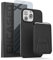 Encased MAG Case Wallet Set - Designed for iPhone 14 Pro Max Case, Black Leather with Kickstand Card Holder and Screen Protector (Compatible with MagSafe)