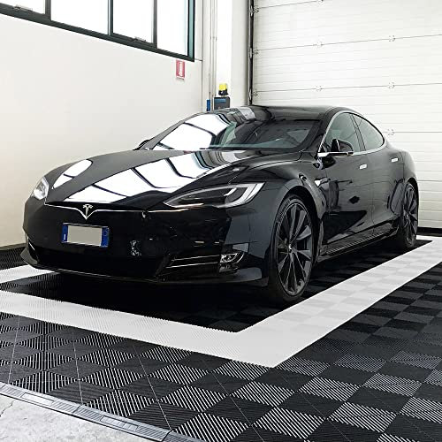 SOGI PAV-03-BI Kit piastrelle in PP per pavimento officina, garage - 40x40 cm - 1 mq - 10 mq - 50 mq - 100 mq - colore bianco (1 mq = 6 piastrelle)