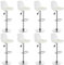Lot de 8 Tabourets de Bar avec Dossier et Repose-Pieds，Réglable en Hauteur et Rotative à 360°,Chaises de Bar Cuisine en Plastique，Robuste et Ultra Silencieux-Blanc-8pc