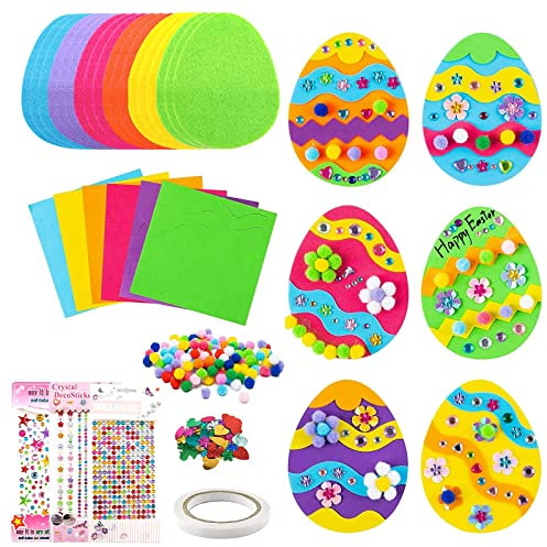 JOKILY 18 Stück Ostereier Craft Kit, Ostereier Bastelset für Kinder, Ostern Anhänger Deko Kreative Kunsthandwerk, Osterhase Mix & Match Deko Anhänger Bastelset zum Basteln und Dekorieren (B)