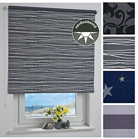 ourdeco Rollo/Seitenzugrollo / 112 x 180 Breite x Höhe/Sahara/lichtundurchlässiger Stoff/Sichtschutzrollo/Verdunklungsrollo