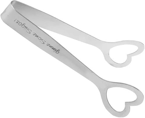 Uteruik Edelstahl Eiszuckerzange Liebe Herz Küchengeschirr Hochzeit Gastgeschenke Salat und Grill Servieren Küche Kochen Zange, 1 Stück