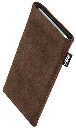 fitBAG Classic Braun Handytasche für AGM G2 Guardian Tasche aus original Alcantara mit Microfaserinnenfutter | Hülle mit Reinigungsfunktion | Made in Germany