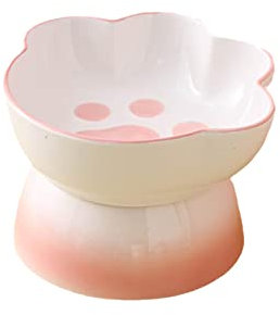 400ml/13oz slanted cat bowl to protect the cervical vertebrae Cute Ceramic Water Bowl for Kittens Cat Food Bowl Cat Bowl Pet Large Diameter Bowl for Indoor Cats and Dogs - Flat Gradient Powder