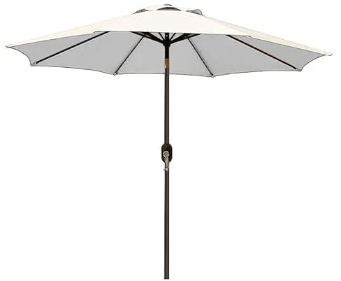 Ombrellone Da Giardino Spiaggia Air-Vent Antivento Portatile Mare Protezione Anti UV Parasole A Manovella Per Esterni Terrazza Balcone Poliestere Impermeabile Inclinabile in Alluminio 2.7 M (Bianco)
